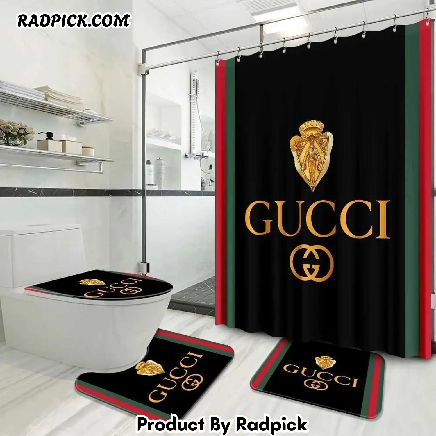 Gucci bathroom set luxury shower curtain waterproof luxury brand with logo gucci 5 175 bathroom set rp387794